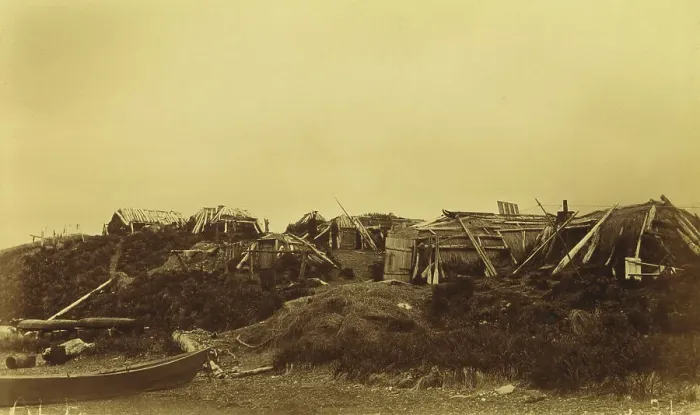 Framed Print : View of dwellings at native village, 1894 and 1895. Creator: Unknown Framed Print : View of dwellings at native village, 1894 and 1895. Creator: Unknown
