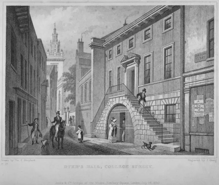 Framed Print : View of the Dyers Hall, College Street, City of London, 1830. Artist: John Greig Framed Print : View of the Dyers Hall, College Street, City of London, 1830. Artist: John Greig