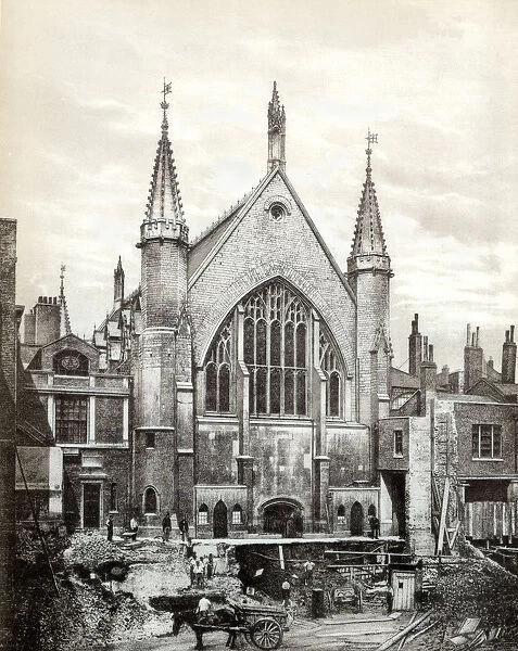View of the east end of Guildhall and the Old Library, City of London, 1886
