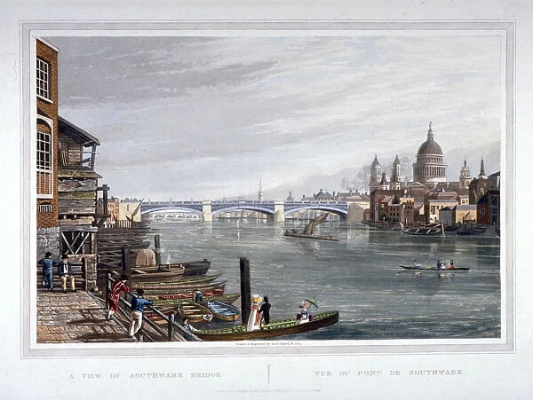 View of the east side of Southwark Bridge, London, 1820. Artist