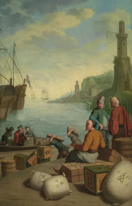 Framed Print : View of a Eastern Harbour, 1772. Creator: Jan Josef Horemans II Framed Print : View of a Eastern Harbour, 1772. Creator: Jan Josef Horemans II
