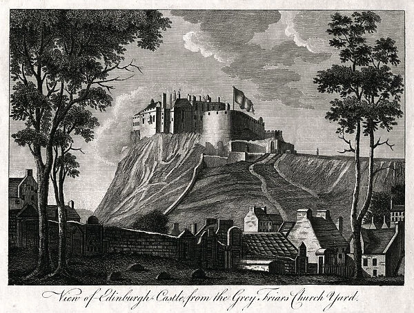 View of Edinburgh Castle, from the Grey Friars Church Yard, 18th century