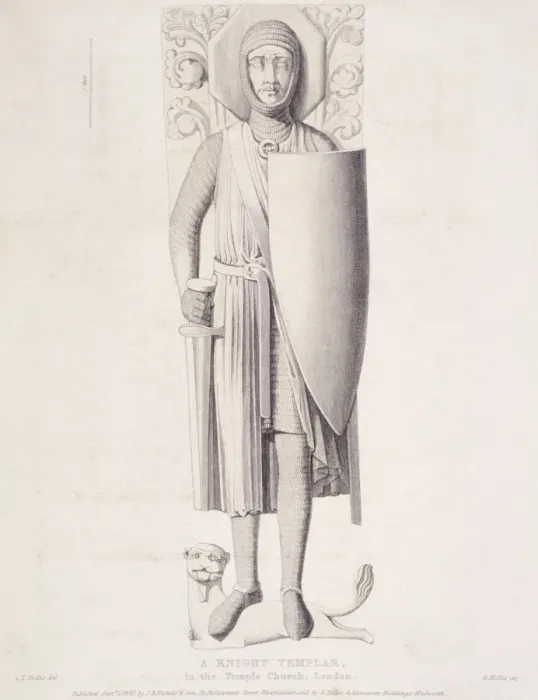 Framed Print : View of the effigy of a knight from Temple Church, London, 1840. Artist: George Hollis Framed Print : View of the effigy of a knight from Temple Church, London, 1840. Artist: George Hollis