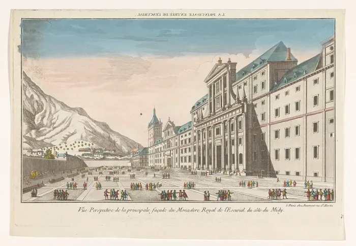 Framed Print : View of El Escorial in the vicinity of the city of Madrid, seen from the south, 1745-1775. Creator: Anon Framed Print : View of El Escorial in the vicinity of the city of Madrid, seen from the south, 1745-1775. Creator: Anon