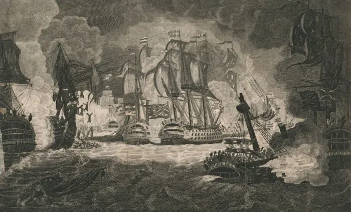 Framed Print : A View of the Engagement & memorable Victory... on the 1st of June 1794. Creators: Christall Framed Print : A View of the Engagement & memorable Victory... on the 1st of June 1794. Creators: Christall