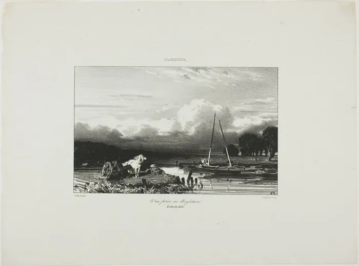 Framed Print : View in England, 1836. Creator: Jules Dupré Framed Print : View in England, 1836. Creator: Jules Dupré