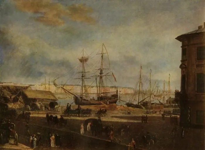 Framed Print : View of the English Quay from... the Building of the Academy of Art, early 19th century, (1965) Framed Print : View of the English Quay from... the Building of the Academy of Art, early 19th century, (1965)