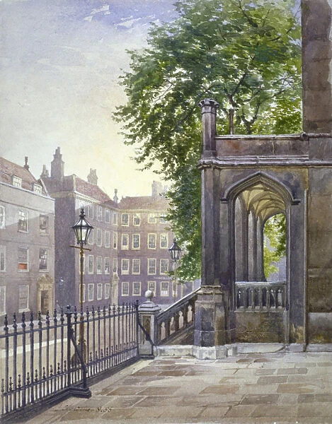 View of the entrance to Grays Inn Hall, South Square, London, 1886. Artist