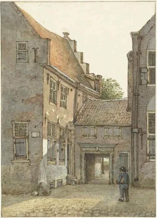 Framed Print : View of the entrance to the Latin school, the St. Hieronymusschool, on the Kromme Nieuwegracht in Ut Creator: Gerrit Lamberts Framed Print : View of the entrance to the Latin school, the St. Hieronymusschool, on the Kromme Nieuwegracht in Ut Creator: Gerrit Lamberts