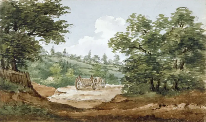 Framed Print : View from the excavations of Highgate Tunnel, London, 1812. Artist: George Arnald Framed Print : View from the excavations of Highgate Tunnel, London, 1812. Artist: George Arnald