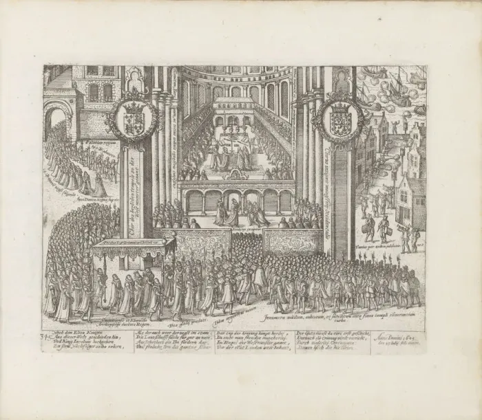 Framed Print : View of the exterior of Westminster Abbey during the coronation of James I, 1603-1604 Framed Print : View of the exterior of Westminster Abbey during the coronation of James I, 1603-1604