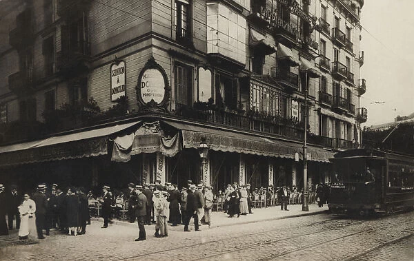 View of the facade of the Cafe Maison Doree, restaurant in Barcelona