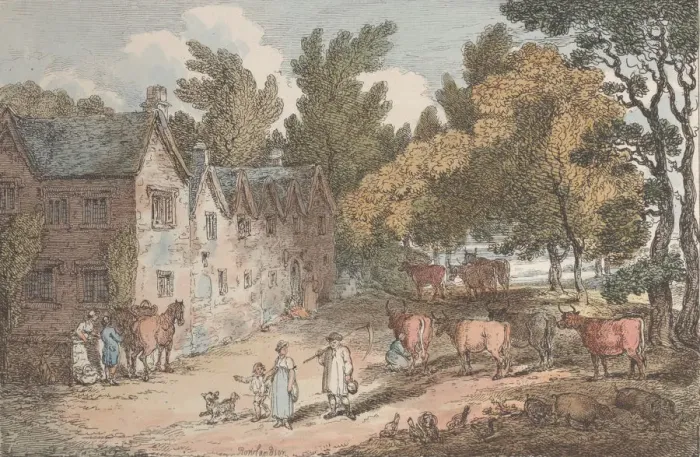 Framed Print : View of a Farm House at Hengar, Cornwall, from Views in Cornwall, April 12
