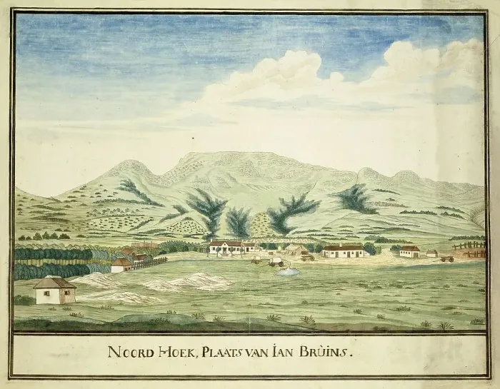 Framed Print : View of the farm of Jan Bruins at Noordhoek, c.1777-1786. Creators: Robert Jacob Gordon, Johannes Schumacher Framed Print : View of the farm of Jan Bruins at Noordhoek, c.1777-1786. Creators: Robert Jacob Gordon, Johannes Schumacher