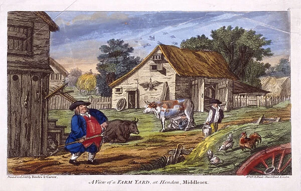 View of a farmyard in Hendon, in the London borough of Barnet, c1795