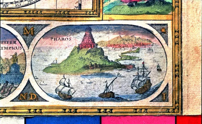 Framed Print : View of the Faro island at the mouth of the Nile, famous for its lighthouse built Framed Print : View of the Faro island at the mouth of the Nile, famous for its lighthouse built