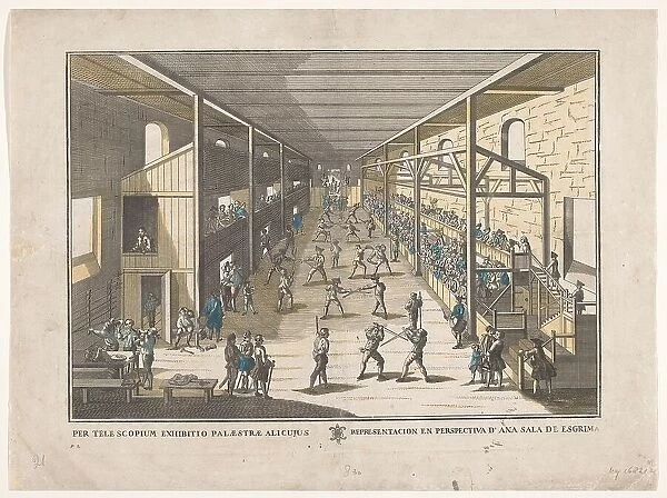 View of a fencing school, 1700-1799. Creator: Remondini family