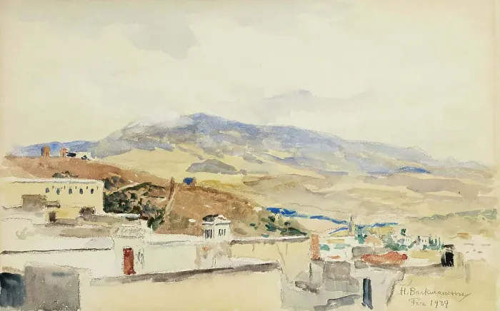 Framed Print : View of Fez, 1939. Creator: Hugo Backmansson Framed Print : View of Fez, 1939. Creator: Hugo Backmansson