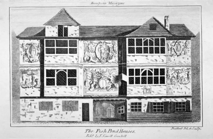 Framed Print : View of the Fish Pond Houses, Bankside, Southwark, London, c1800. Artist: Thomas Prattent Framed Print : View of the Fish Pond Houses, Bankside, Southwark, London, c1800. Artist: Thomas Prattent