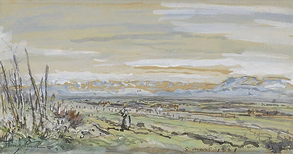View of a flat landscape, 1881. Creator: Johan Barthold Jongkind