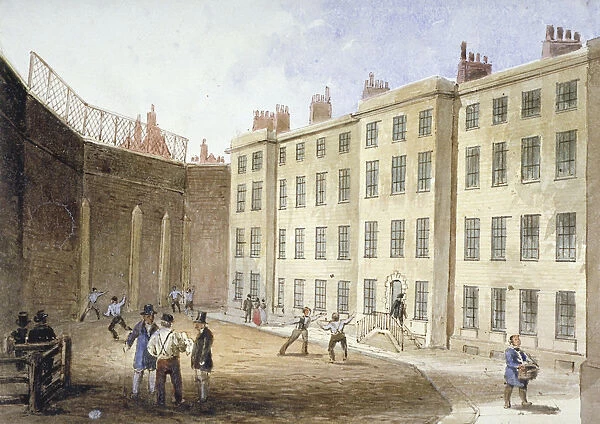 View of Fleet Prison from the tennis ground, City of London, 1845