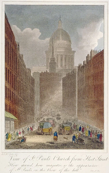 View along Fleet Street towards St Pauls Cathedral, City of London, 1805