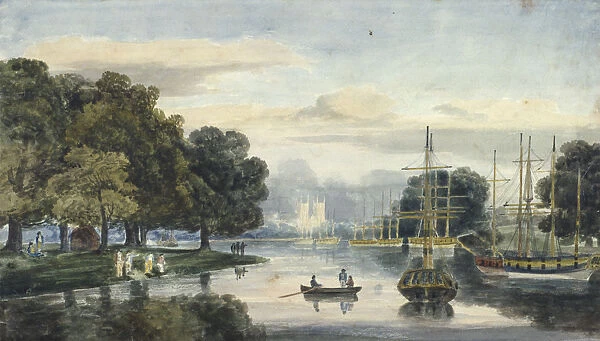 View of the flotilla on the Serpentine, Hyde Park, London, 1814