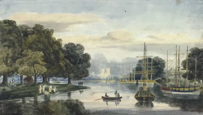 Framed Print : View of the flotilla on the Serpentine, Hyde Park, London, 1814 Framed Print : View of the flotilla on the Serpentine, Hyde Park, London, 1814