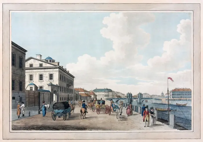 Framed Print : View of the Fontanka Embankment near the Simeon bridge in St. Petersburg Framed Print : View of the Fontanka Embankment near the Simeon bridge in St. Petersburg