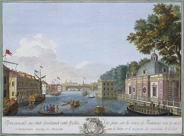 View of the Fontanka River from the Grotto, St Petersburg, Russia, 1753. Artist: Mikhail Makhayev
