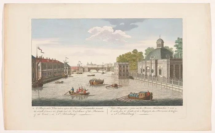 Framed Print : View of the Fontanka River in Saint Petersburg seen from the north side, 1745-1794. Creator: Unknown Framed Print : View of the Fontanka River in Saint Petersburg seen from the north side, 1745-1794. Creator: Unknown