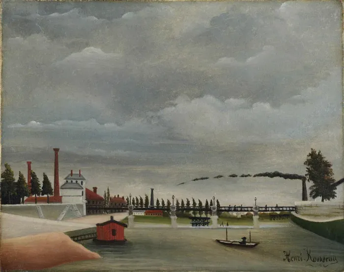 Framed Print : View of the Footbridge at Passy, 1890-1891. Creator: Rousseau, Henri Julien Felix (1844-1910)