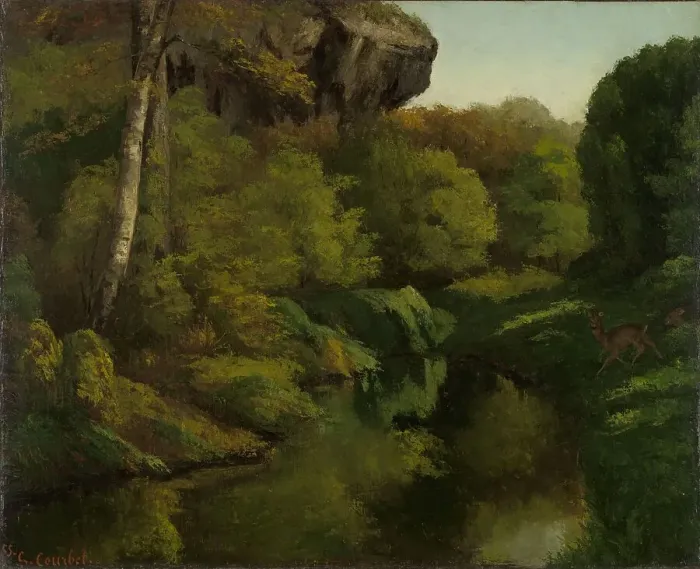 Framed Print : View in the Forest of Fontainebleau, 1855. Creator: Gustave Courbet Framed Print : View in the Forest of Fontainebleau, 1855. Creator: Gustave Courbet