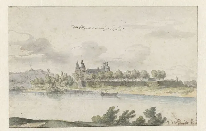 Framed Print : View of Fort Navagne, Limburg, 1670. Creator: Josua de Grave Framed Print : View of Fort Navagne, Limburg, 1670. Creator: Josua de Grave
