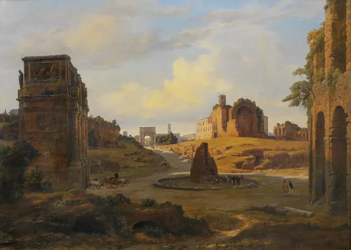 Framed Print : View towards Forum Romanum from the Colosseum, 1848. Creator: Thorald Laessoe Framed Print : View towards Forum Romanum from the Colosseum, 1848. Creator: Thorald Laessoe