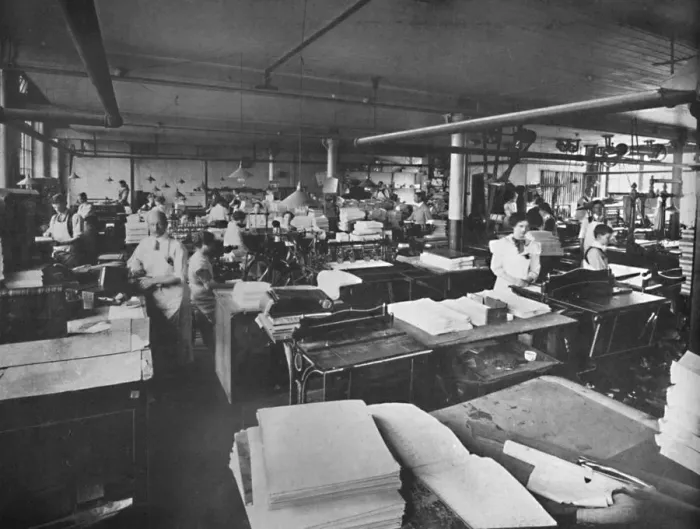 Framed Print : View of Forwarding and Binding Room, 1919 Framed Print : View of Forwarding and Binding Room, 1919