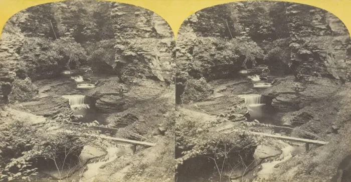 Framed Print : View in Freers Glen at Watkins N. Y. 2d Glen, 1860 / 65. Creator: J. C. Burritt Framed Print : View in Freers Glen at Watkins N. Y. 2d Glen, 1860 / 65. Creator: J. C. Burritt