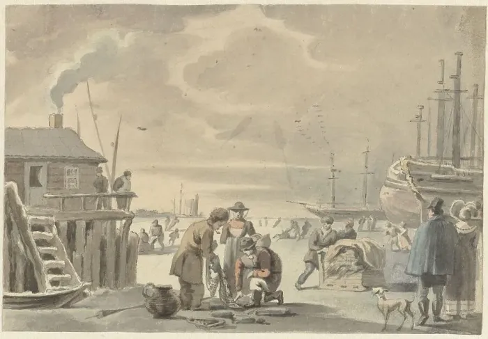 Framed Print : View of the frozen Merwede near Moerdijk, 1720-1792. Creator: Aert Schouman Framed Print : View of the frozen Merwede near Moerdijk, 1720-1792. Creator: Aert Schouman