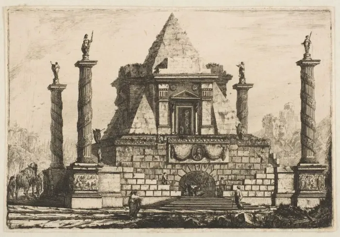Framed Print : View of a Funerary Monument and Crypt, ca. 1760. Creator: Pierre Moreau Framed Print : View of a Funerary Monument and Crypt, ca. 1760. Creator: Pierre Moreau
