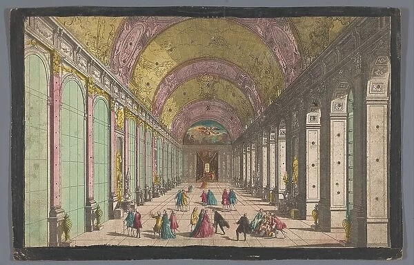View of the Galerie des Glaces of the Versailles palace, 1700-1799. Creator: Anon