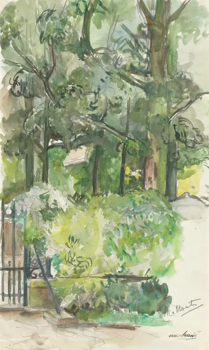 Framed Print : View in garden, 1872-1950. Creator: Barbara Elisabeth van Houten Framed Print : View in garden, 1872-1950. Creator: Barbara Elisabeth van Houten