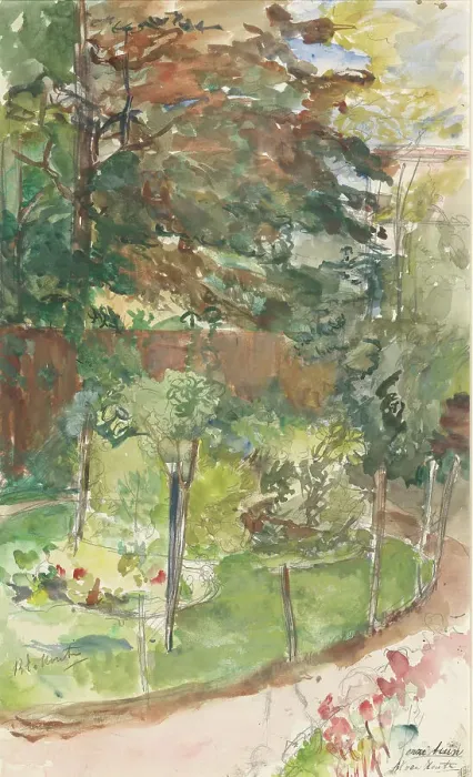 Framed Print : View in garden, 1872-1950. Creator: Barbara Elisabeth van Houten Framed Print : View in garden, 1872-1950. Creator: Barbara Elisabeth van Houten