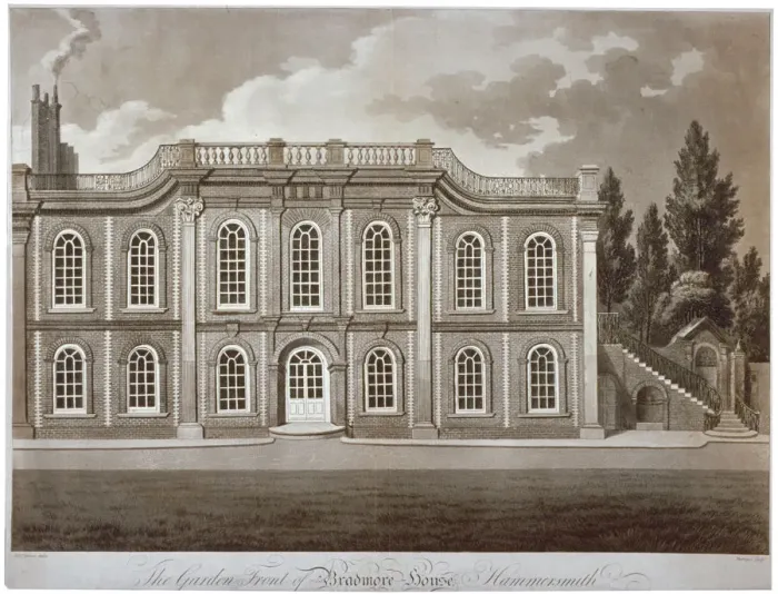 Framed Print : View of the garden front of Bradmore House, Hammersmith, London, c1800. Artist: M Merigot Framed Print : View of the garden front of Bradmore House, Hammersmith, London, c1800. Artist: M Merigot