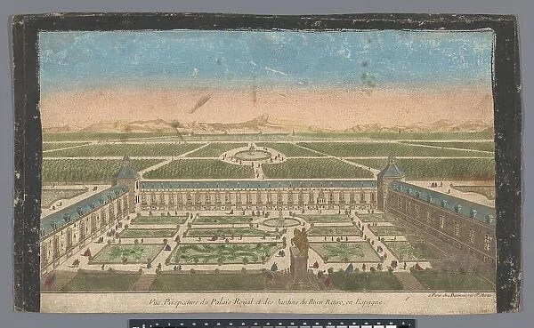 View of the garden and Buen Retiro Palace in Madrid, 1745-1775. Creator: Anon