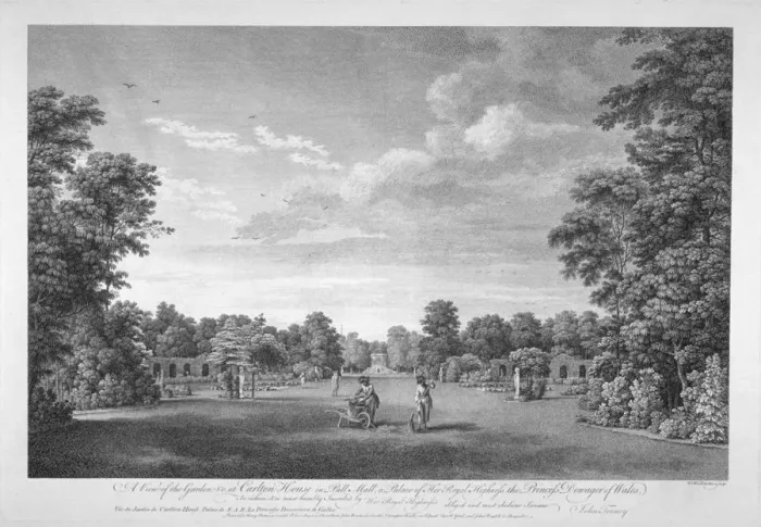 Framed Print : View of the garden and gardeners at Carlton House, London, c1760(?) Framed Print : View of the garden and gardeners at Carlton House, London, c1760(?)