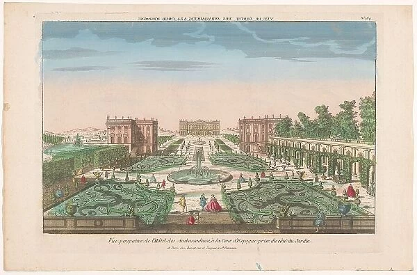 View of the garden and the Hotel des Ambassadors in Spain, 1700-1799. Creator: Anon