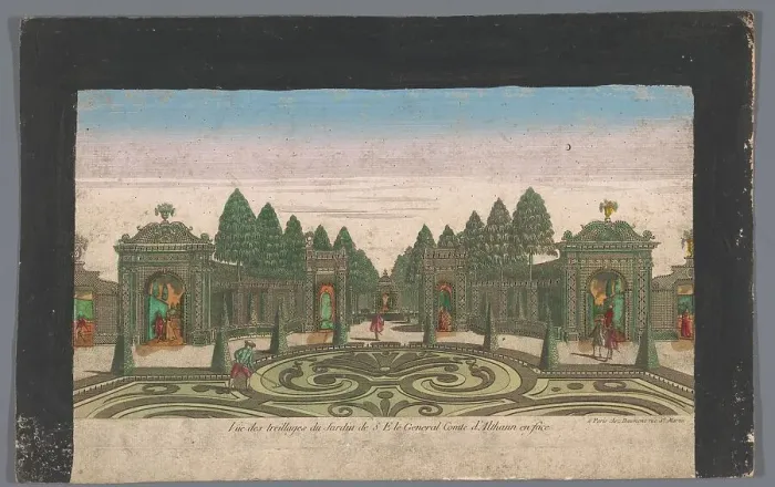 Framed Print : View of the Garden of a Palace of the Count of Althan in Vienna, 1745-1775. Creator: Anon