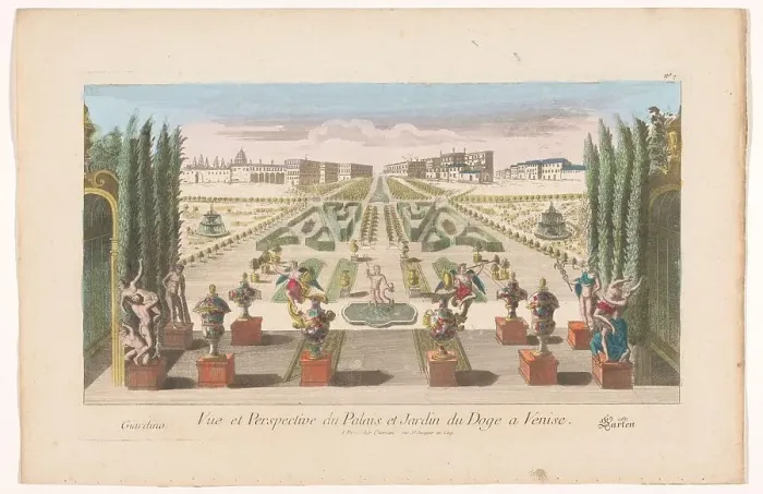 Framed Print : View of the garden and palace of the Doge of Venice, 1700-1799. Creator: Unknown Framed Print : View of the garden and palace of the Doge of Venice, 1700-1799. Creator: Unknown