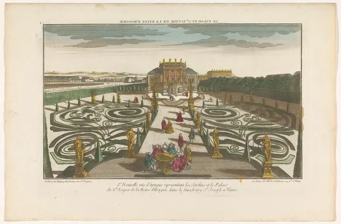 Framed Print : View of the garden and the palace of an officer of the Queen of Hungary in a suburb... 1735-1805. Creator: Unknown Framed Print : View of the garden and the palace of an officer of the Queen of Hungary in a suburb... 1735-1805. Creator: Unknown