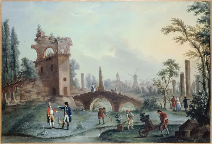 Framed Print : View of the gardens of Monceau, c1778. Creator: Louis de Carmontelle Framed Print : View of the gardens of Monceau, c1778. Creator: Louis de Carmontelle